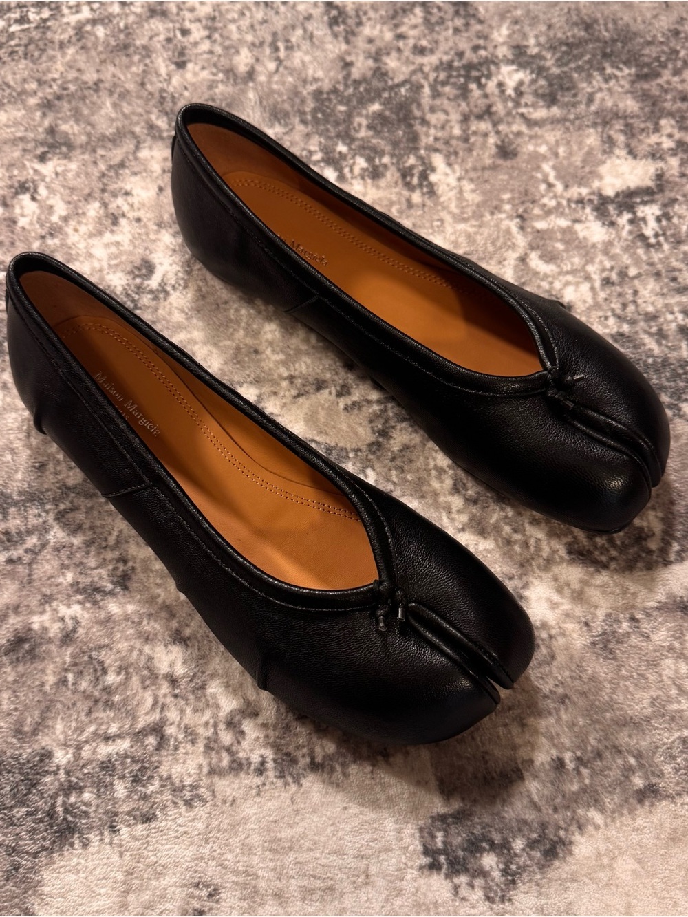 Maison Martin Margiela Black Tabi Leather Ballet Flats Women’s Size EU 38 US 8 - Picture 2 of 7